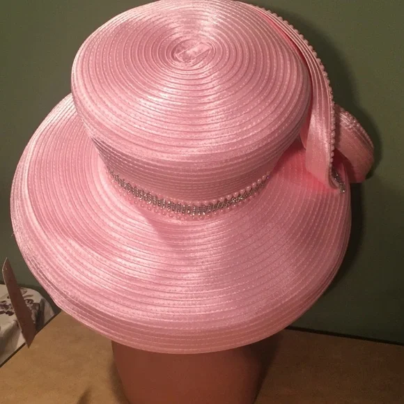 New CHARM NY EXOTIC CLASSY PINK HAT w SPARKLING RHINESTONES